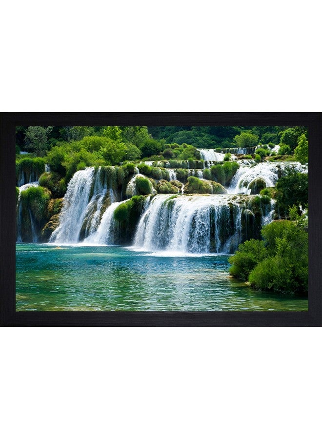 SAF paintings Natural Waterfall Large Framed UV Digital Reprint Painting (Synthetic, 14 x 20 inch, Multicolour) SANFMM3049 - Image 1