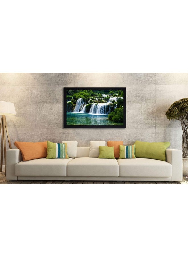 SAF paintings Natural Waterfall Large Framed UV Digital Reprint Painting (Synthetic, 14 x 20 inch, Multicolour) SANFMM3049 - Image 2