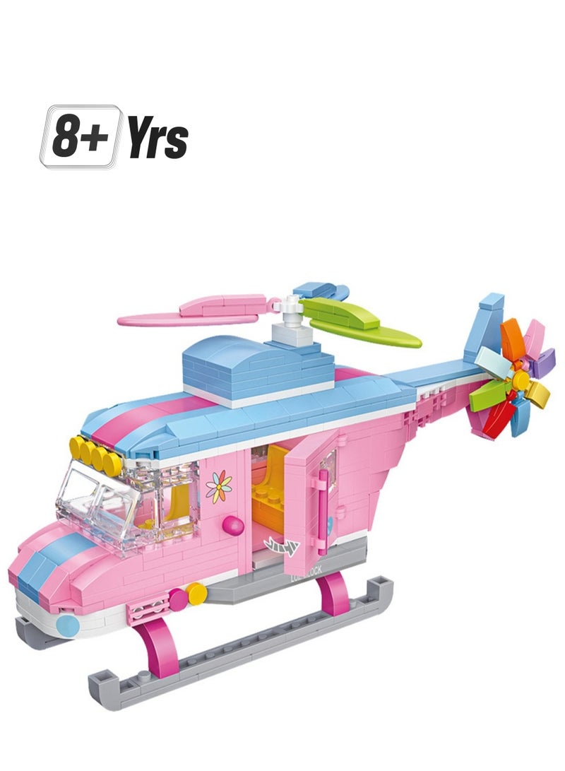 479pcs Pink Helicopter Model Set Building Blocks Creative Diy Simulation Collection Building Assembly Toys Children'S Gifts Home Decorations - Image 1