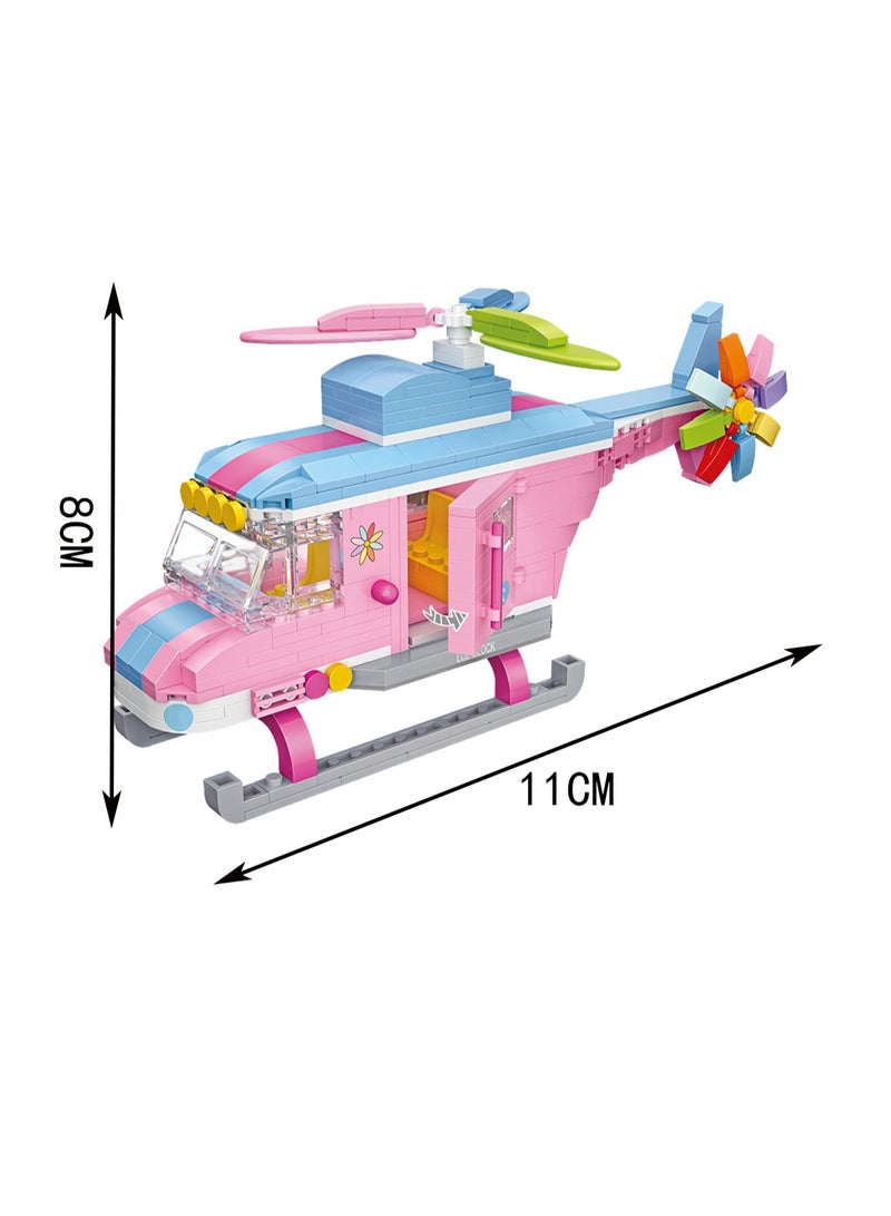 479pcs Pink Helicopter Model Set Building Blocks Creative Diy Simulation Collection Building Assembly Toys Children'S Gifts Home Decorations - Image 2