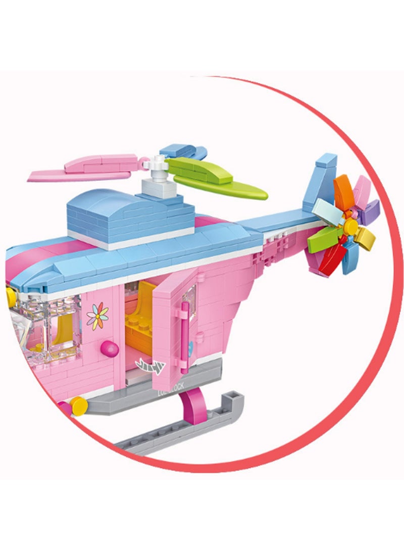 479pcs Pink Helicopter Model Set Building Blocks Creative Diy Simulation Collection Building Assembly Toys Children'S Gifts Home Decorations - Image 3