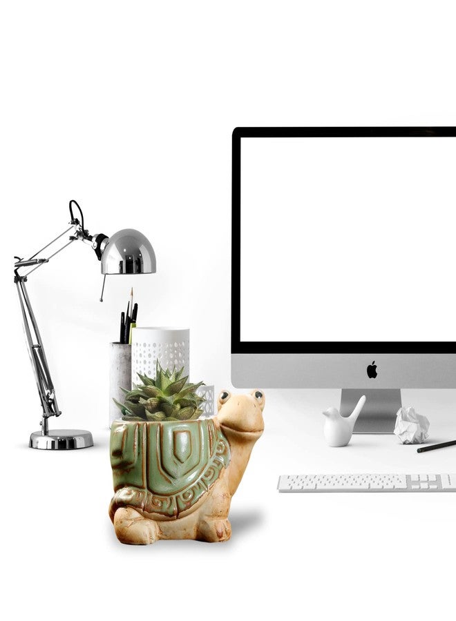 DIYOMR Small Ceramic Planter Pot, 4.3" Vintage Bronze Animal Planters Ceramic Flowerpot Succulent Pots Cactus Pot for Office Home Desktop Decor - Plants Not Included (Turtle Pot) - Image 3