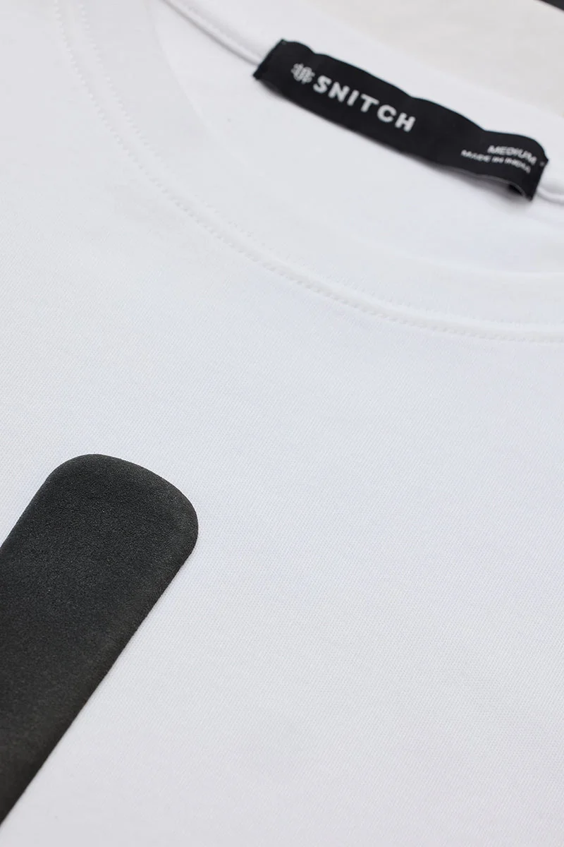 سنيتش White Graphic Half Sleeve Slim Fit T-Shirt