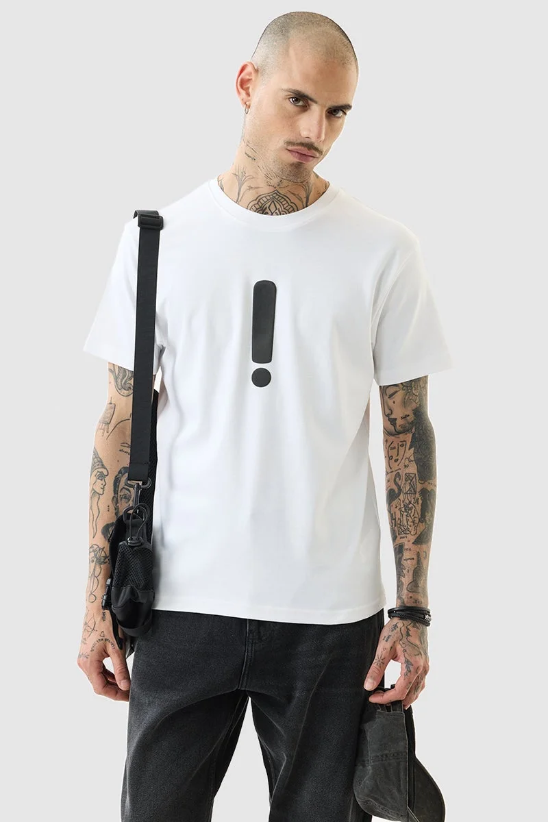 سنيتش White Graphic Half Sleeve Slim Fit T-Shirt