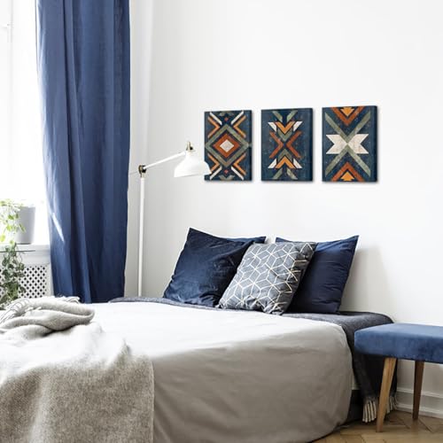 LevvArts Aztec Wall Decor Native American Navajo Tribal Painting Vintage Western Home Decor Southwestern Boho Bedroom Bathroom Living Room Decorations (Blue) - Image 5