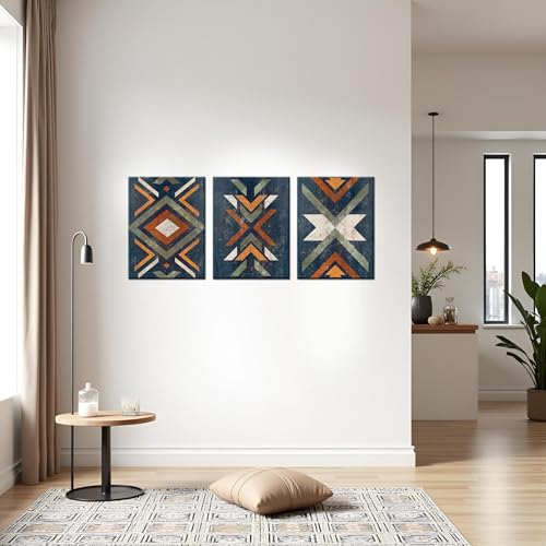 LevvArts Aztec Wall Decor Native American Navajo Tribal Painting Vintage Western Home Decor Southwestern Boho Bedroom Bathroom Living Room Decorations (Blue) - Image 2