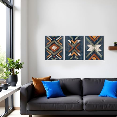 LevvArts Aztec Wall Decor Native American Navajo Tribal Painting Vintage Western Home Decor Southwestern Boho Bedroom Bathroom Living Room Decorations (Blue) - Image 4
