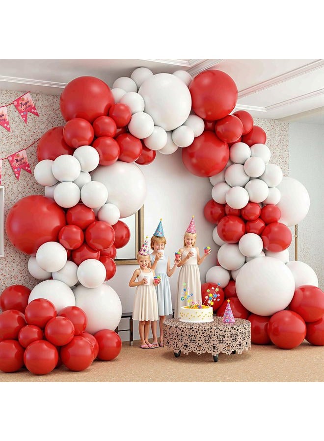 PAXILE 412Pcs Red and White Balloon Garland Arch kit, 18 12 10 5 Inch Different Size Red White Latex Balloons for Graduation Birthday Wedding Party Valentine's Day Decoration - Image 5