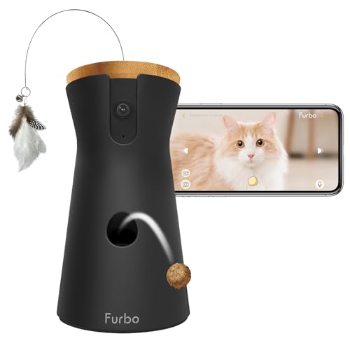 Furbo كاميرا القطط Furbo 360°: كاميرا أمان للحيوانات الأليفة مع تنبيهات مواء، عرض دوار، رمي مكافآت عبر تطبيق الهاتف، مراقبة ذكية للقطط في المنزل، مكبر صوت ثنائي الاتجاه، لا حاجة للاشتراك. ميزات قياسية للرؤية، التحدث، والرمي. - Image 1