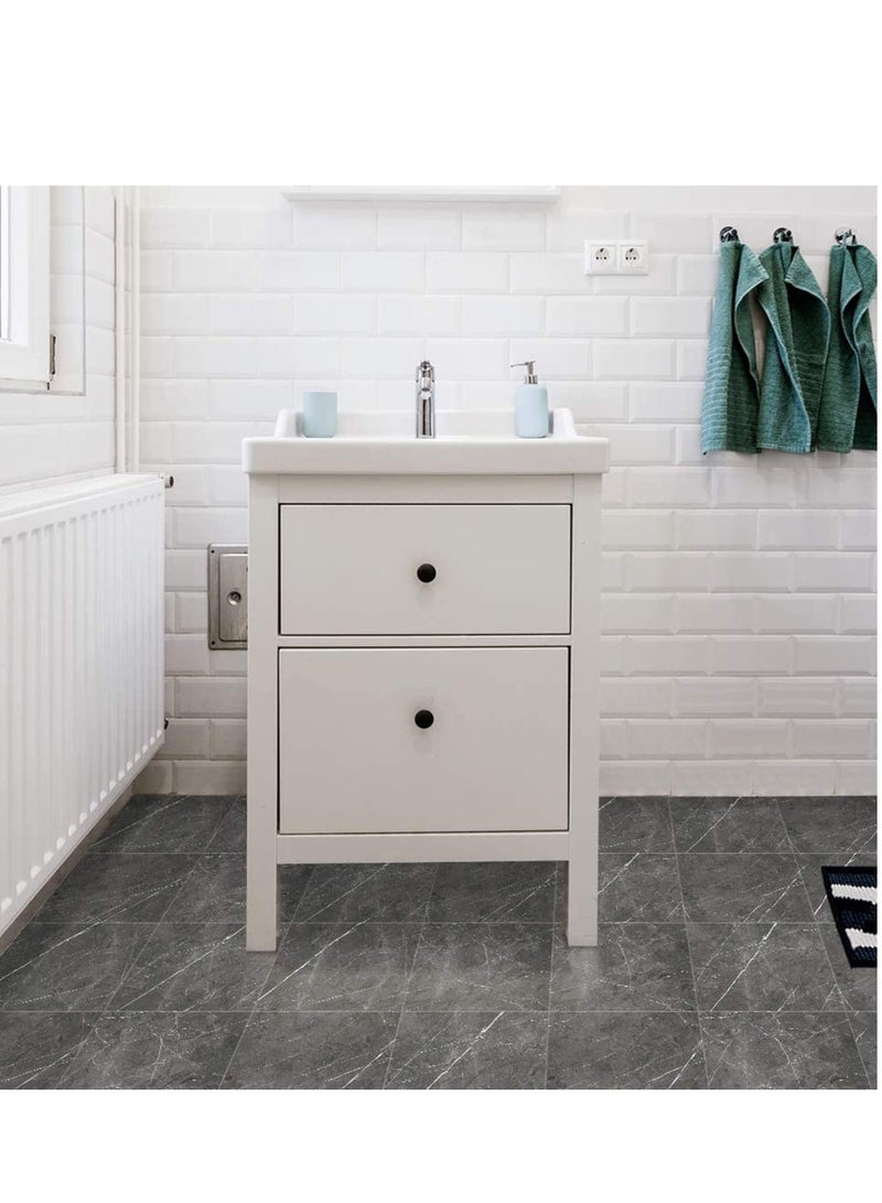 SOLARAE ملصقات بلاط رخام 12" × 12" بلاط حائط ذاتي اللصق أرضيات فينيل قابلة للتقشير واللصق سهل الصنع للديكور المنزلي 8 قطع (رمادي 1) - Image 5