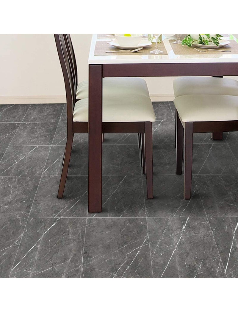 SOLARAE ملصقات بلاط رخام 12" × 12" بلاط حائط ذاتي اللصق أرضيات فينيل قابلة للتقشير واللصق سهل الصنع للديكور المنزلي 8 قطع (رمادي 1) - Image 4
