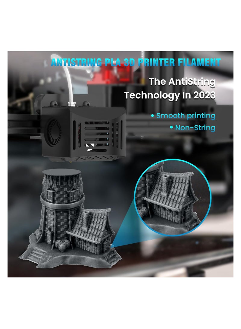 3D Printer Filament, PLA 1.75mm for Most FDM 3D Printer, High Fluidity, High-Speed Printing, Neatly Wound PLA Filament, Dimensional Accuracy +/- 0.02 mm, 1 kg Spool, Black - Image 2