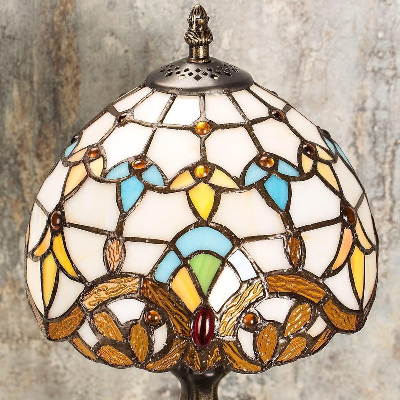 MIAOKE Stained Style Table Lamp, Bedside Lamp Vintage Desk Lamp Antique Art Craft Gifts Lovers Child Living Room Bedroom Study Bookshelf Desk Light - Image 2