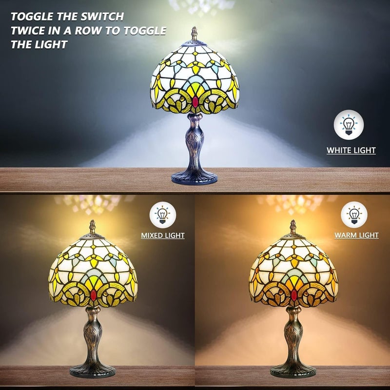 MIAOKE Stained Style Table Lamp, Bedside Lamp Vintage Desk Lamp Antique Art Craft Gifts Lovers Child Living Room Bedroom Study Bookshelf Desk Light - Image 4