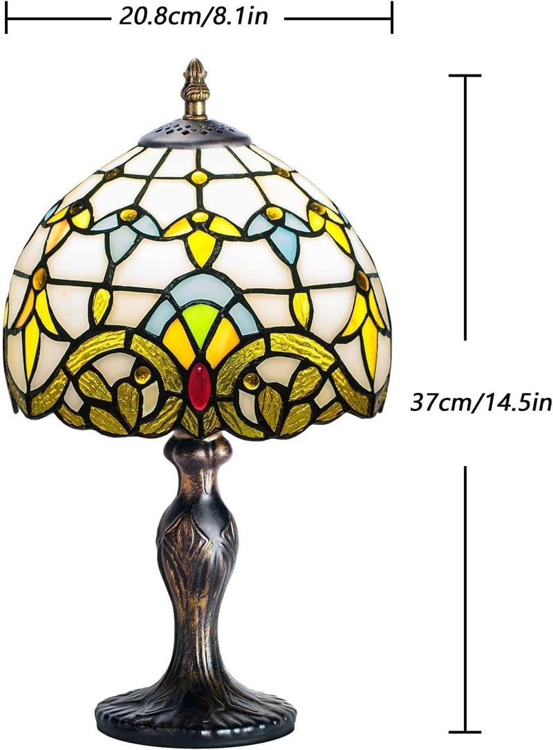 MIAOKE Stained Style Table Lamp, Bedside Lamp Vintage Desk Lamp Antique Art Craft Gifts Lovers Child Living Room Bedroom Study Bookshelf Desk Light - Image 3