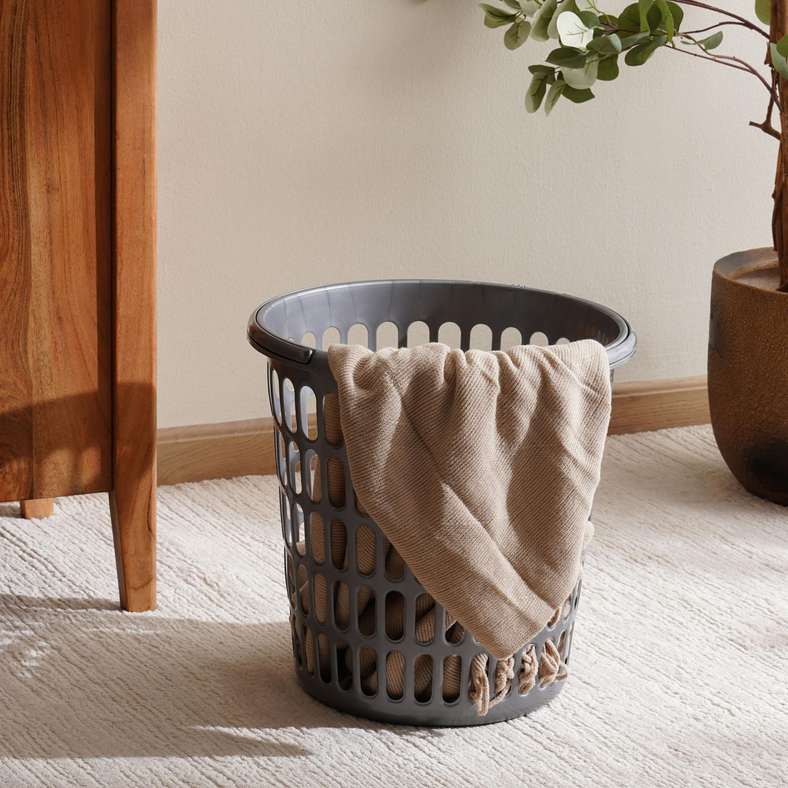 Basic Laundry Basket with Handle 10.50X38cm -Grey