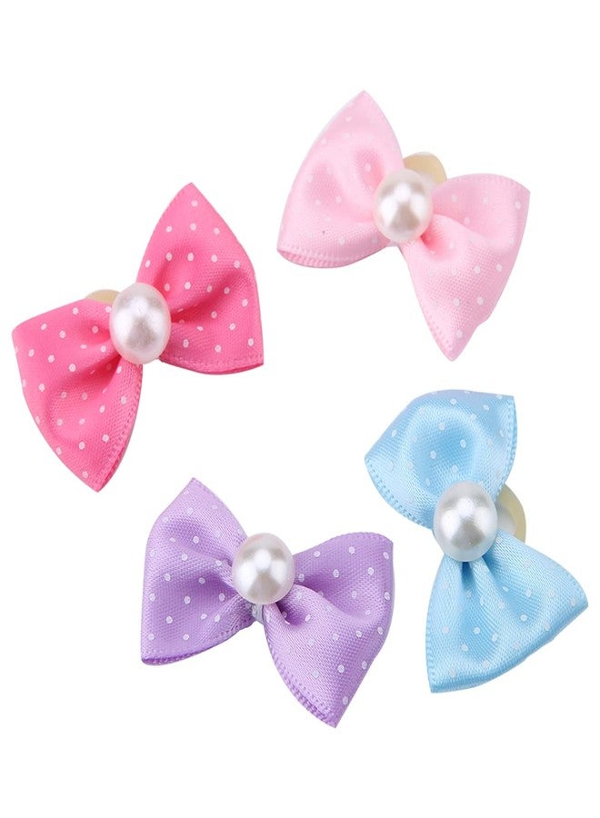 ANGGREK Dog Bows for Hair Small Size with Elastic Puppy Dogs Girl Grooming Rubber Bands Female Tiny Blue and Pastel Pairs Doggie Bow Pearl Ears Polka dot Puppies Very - Image 1