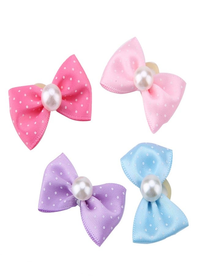 ANGGREK Dog Bows for Hair Small Size with Elastic Puppy Dogs Girl Grooming Rubber Bands Female Tiny Blue and Pastel Pairs Doggie Bow Pearl Ears Polka dot Puppies Very - Image 4