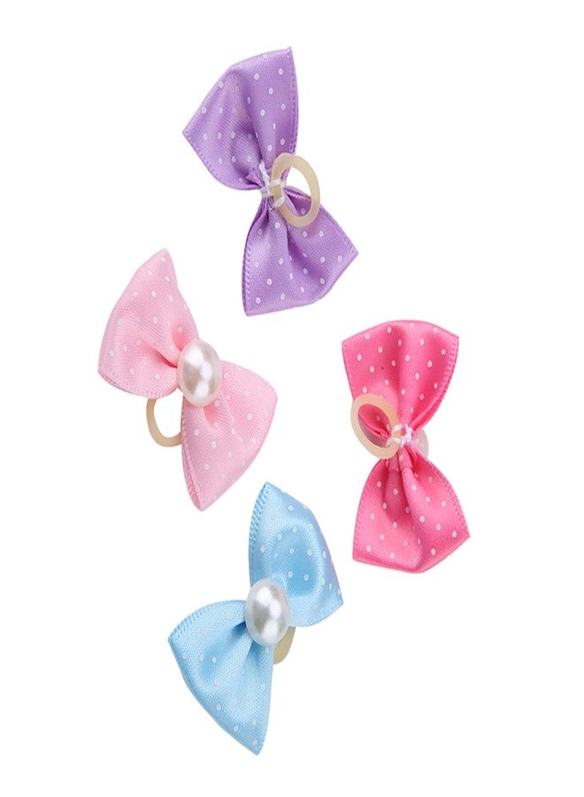 ANGGREK Dog Bows for Hair Small Size with Elastic Puppy Dogs Girl Grooming Rubber Bands Female Tiny Blue and Pastel Pairs Doggie Bow Pearl Ears Polka dot Puppies Very - Image 2