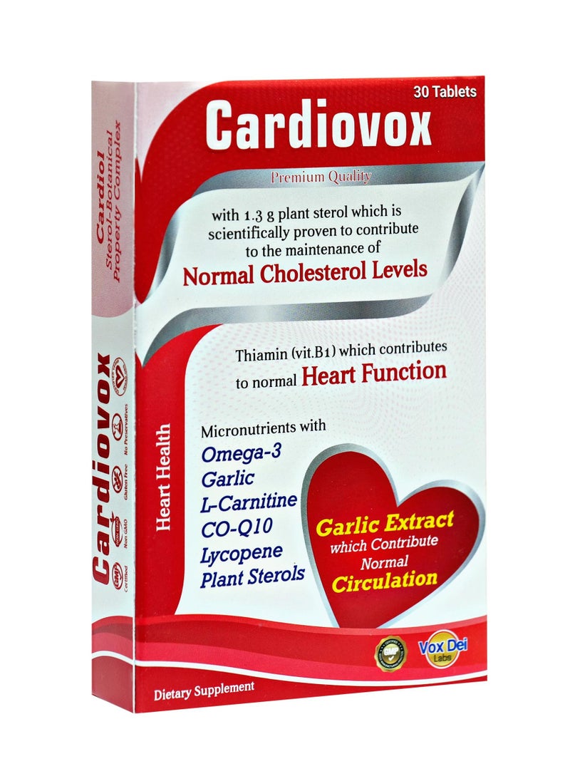 Vox Dei Labs Cardiovox Tablet  - Premium Dietary Supplement for Heart Health and Cholesterol Support | 30 Tablets | With Omega-3, Garlic Extract, Plant Sterols, CoQ10, and Essential Vitamins & Minerals  - Image 1