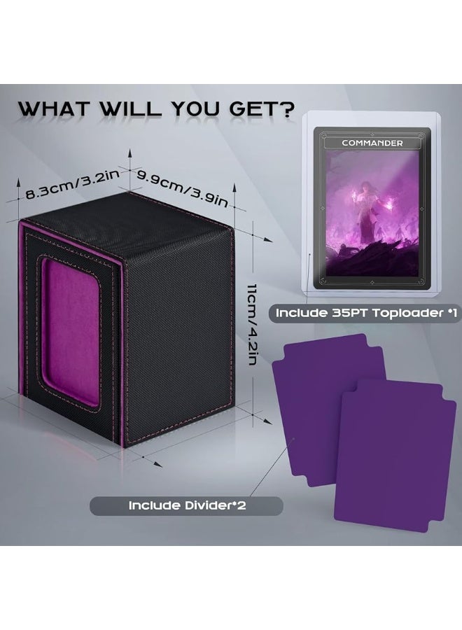 ZLCA MTG Deck Box with Commander Window Display Trading Card Storage Box Holds 100 DoubleSleeved Cards Suitable for TCGCCGPTCGEDHMagicSport Cards BlackPurple - Image 2