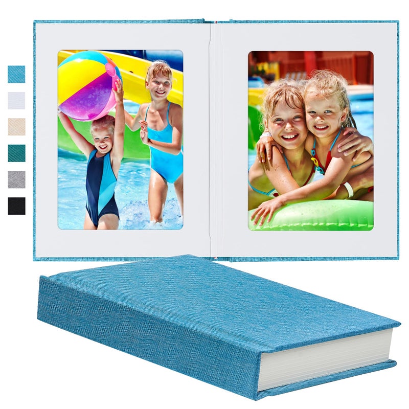 Pssoss Photo Album 5X7 With Writing Space Linen Cover 5X7 Photo Album Book Holds 20 Photos Ideal For Wedding Theme-Album And Baby Photo Albums (Blue 20 Pockets) - Image 1
