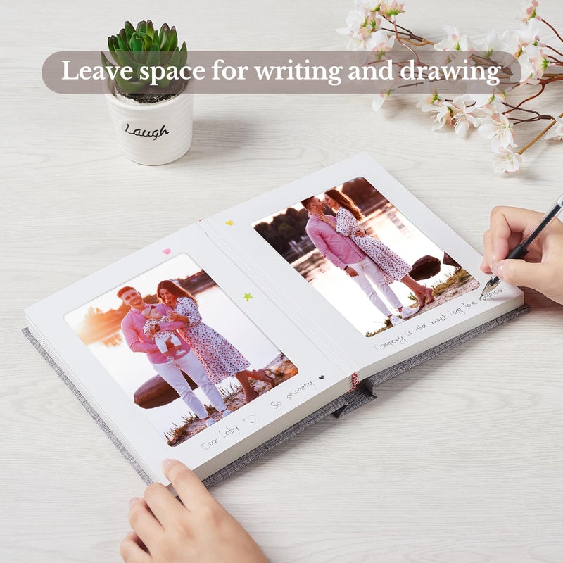 Pssoss Photo Album 5X7 With Writing Space Linen Cover 5X7 Photo Album Book Holds 20 Photos Ideal For Wedding Theme-Album And Baby Photo Albums (Blue 20 Pockets) - Image 4