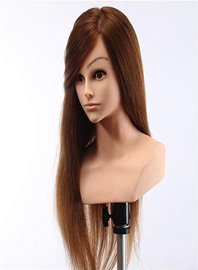 IAS Real Human Hair Training Head Hair Practice Manikin Head Hairdressing Dummy Salon Head With Hair Clamp Holder (28 inches) - Image 1