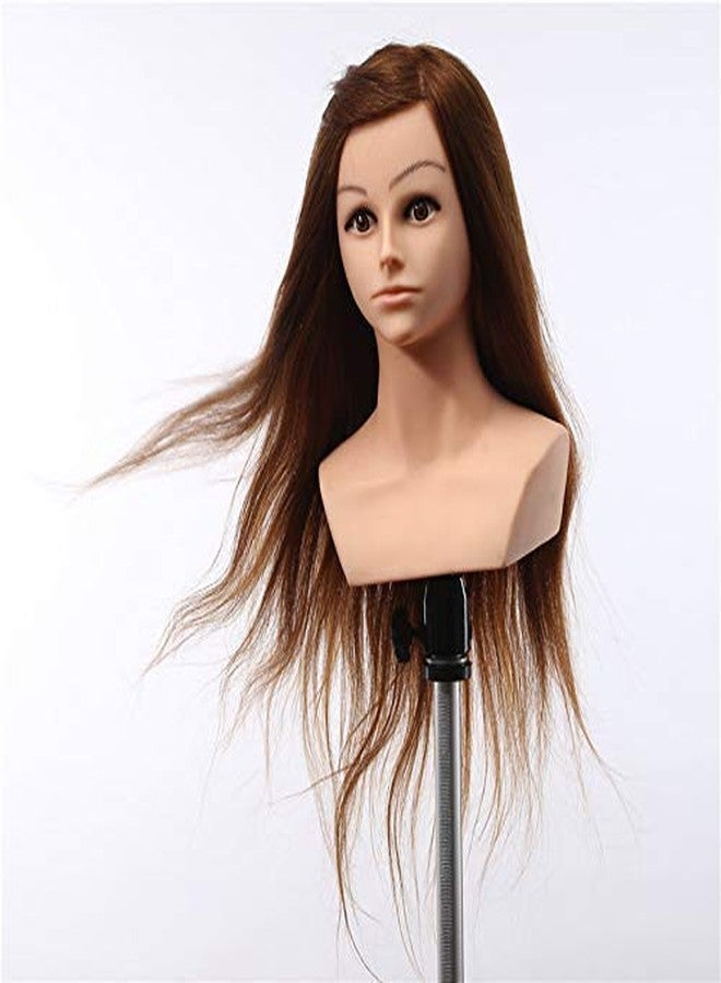 IAS Real Human Hair Training Head Hair Practice Manikin Head Hairdressing Dummy Salon Head With Hair Clamp Holder (28 inches) - Image 2