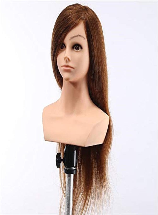 IAS Real Human Hair Training Head Hair Practice Manikin Head Hairdressing Dummy Salon Head With Hair Clamp Holder (28 inches) - Image 3