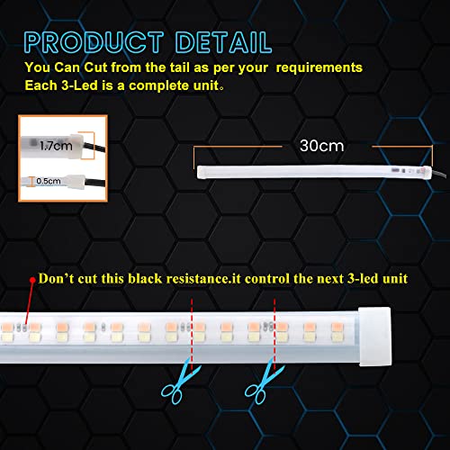 YM EBright EverBright DRL Led Strip Light for Cars, SUV Motorcycle Daytime Running Lights Turn Signal Bulb Tail Brake Light Sepuential Switchback Led Strip Amber/Yellow & Red (2Pcs 30CM/12Inch) - Image 5