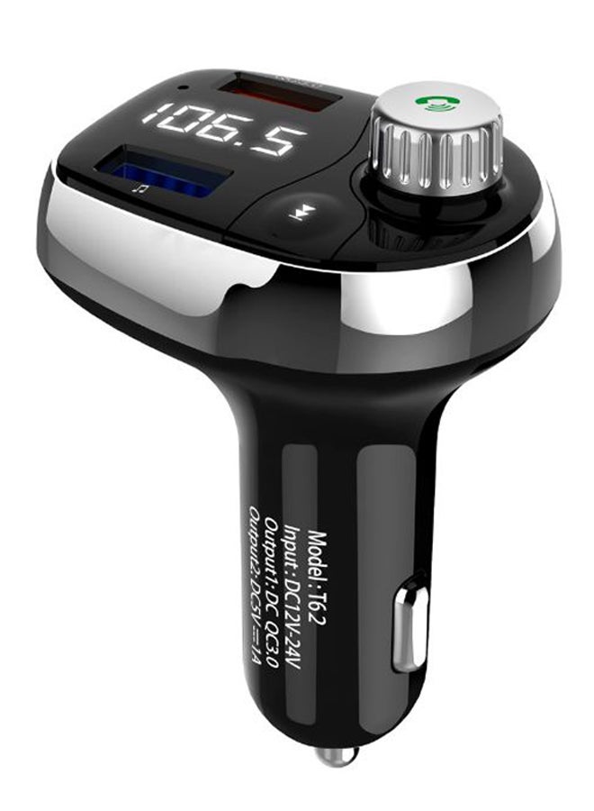 NIBEMINENT Dual USB Bluetooth Wireless TF Support Car Charger Black/Silver 