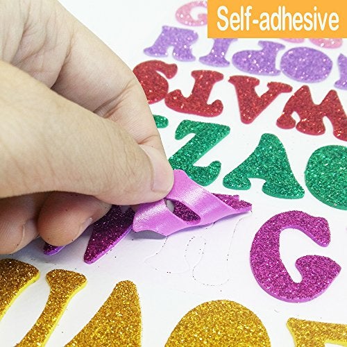 TTSAM 5 Sheets 210PCS Colorful Glittery Foam Self Adhesive Letters Stickers,Foam Letter Stickers Alphabet for Kid's Arts Craft Supplies Greeting Cards Scrap Books Home Decoration - Image 2