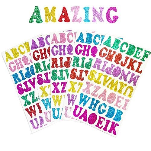TTSAM 5 Sheets 210PCS Colorful Glittery Foam Self Adhesive Letters Stickers,Foam Letter Stickers Alphabet for Kid's Arts Craft Supplies Greeting Cards Scrap Books Home Decoration - Image 1