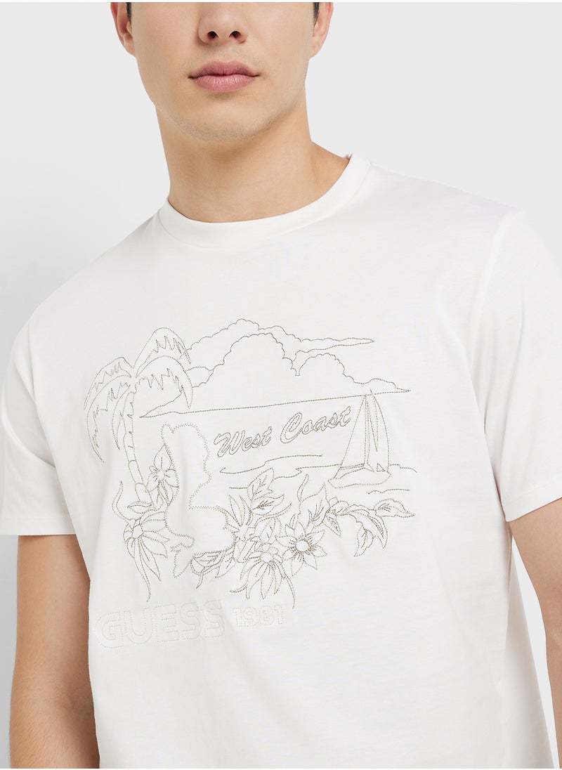GUESS West Coast Palm Crew Neck T-Shirt  - Image 3
