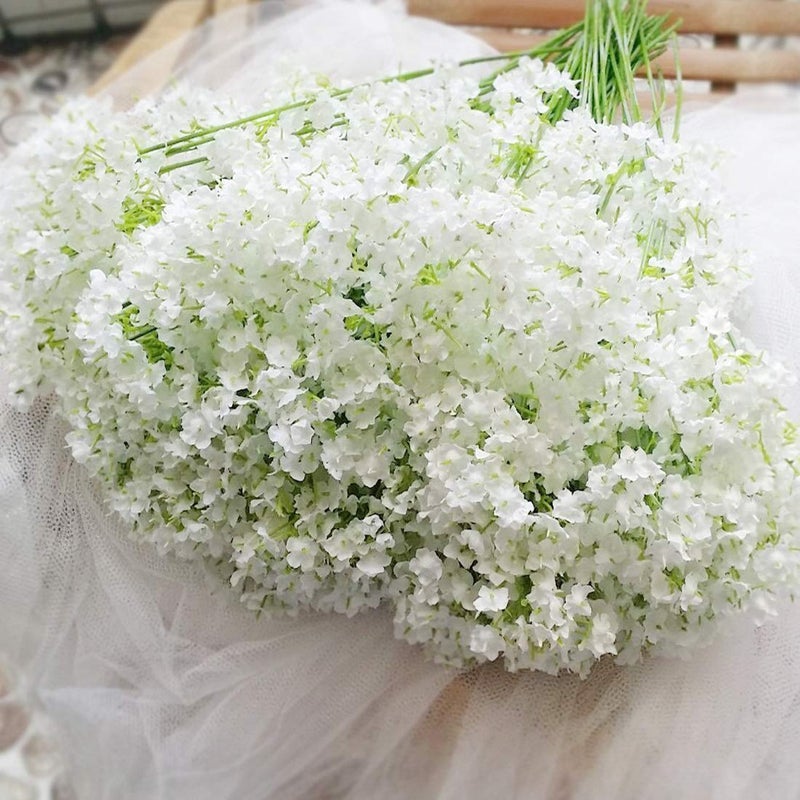 Bringsine Baby Breath Gypsophila White Fake Artificial Flowers for DIY Wedding Bouquets Bridal Shower Centerpieces Arrangements Party Tables Decorations 60 Pieces/Pack - Image 5
