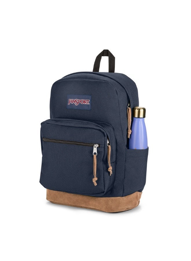 JanSport Right Pack Backpack, Navy, 15-Inch Laptop Sleeve, Suede Leather Bottom, Spacious Main Compartment, Water Bottle Pocket - Image 3
