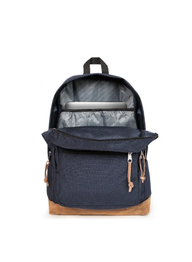 Jansport JanSport Right Pack Backpack, Navy, 15-Inch Laptop Sleeve, Suede Leather Bottom, Spacious Main Compartment, Water Bottle Pocket