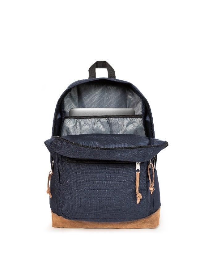 JanSport Right Pack Backpack, Navy, 15-Inch Laptop Sleeve, Suede Leather Bottom, Spacious Main Compartment, Water Bottle Pocket - Image 2