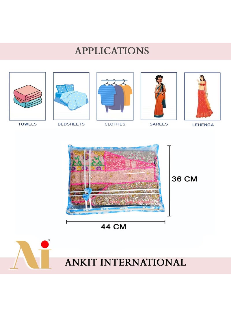AI ANKIT INTERNATIONAL AI ANKIT INTERNATIONAL set of 6 Beige Foldable Single Saree CoversWardrobe Organizer with Transparent Top and ZipSaree Packing Covers for Wedding  - Image 4