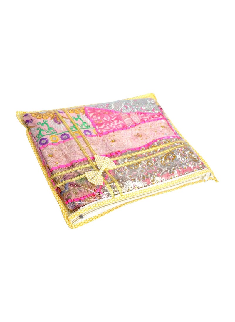 AI ANKIT INTERNATIONAL AI ANKIT INTERNATIONAL set of 6 Beige Foldable Single Saree CoversWardrobe Organizer with Transparent Top and ZipSaree Packing Covers for Wedding  - Image 2