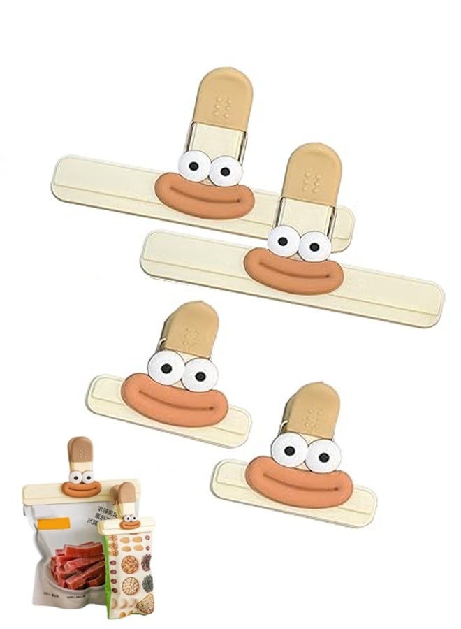 HOMESTAR 4Pcs Chip Bag Clips ，Multipurpose Food Bag Clips for Kitchen Storage, Heavy Duty Plastic Seal Clips for Snacks (2 Large+2 Small) - Image 1