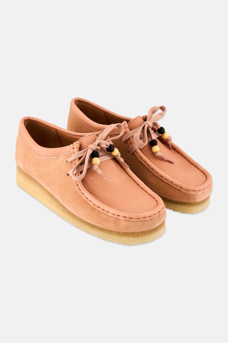 clarks Women Standard Wallabee Lace Up Shoes, Peach  - Image 1
