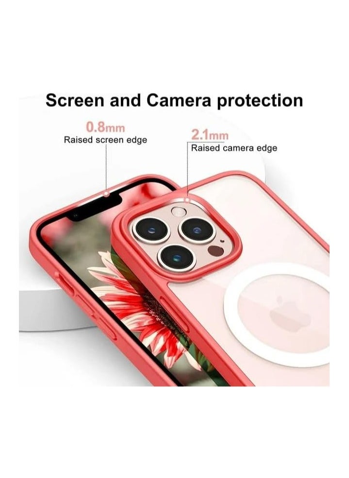 Magnetic Case, Compatible with MagSafe,Ultra Slim Hard PC with Soft TPU Edges Protective Case,for iPhone 14 Pro Max,6.7 Inch Case (Red)