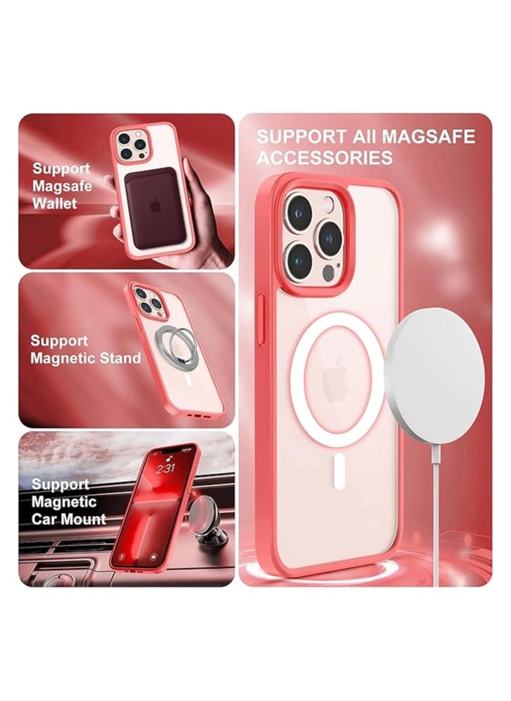 Magnetic Case, Compatible with MagSafe,Ultra Slim Hard PC with Soft TPU Edges Protective Case,for iPhone 14 Pro Max,6.7 Inch Case (Red)