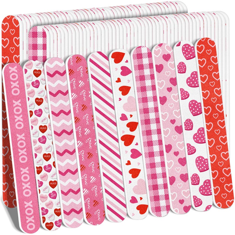 luck sea 52PCS Valentines Day Nail Files Bulk Gifts Bags for Women, Galentines Emery Boards for Natural Fingernail Care for Adults Valentine Exchange Goodie Bag Stuffers Holiday Birthday Party Favors - Image 1