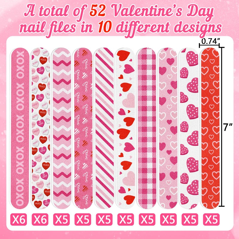 luck sea 52PCS Valentines Day Nail Files Bulk Gifts Bags for Women, Galentines Emery Boards for Natural Fingernail Care for Adults Valentine Exchange Goodie Bag Stuffers Holiday Birthday Party Favors - Image 3