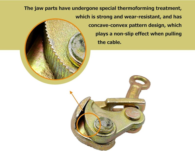 LONGADS 0.5T Cable Grip Wire Gripper, 0.5/1/2/3T Cable Puller Tool, Used to Tighten High-Altitude Power Lines, Wire Fence Tools, Solve Sagging and Tension Problems, with a Tensile Strength of 1102 LBS - Image 4