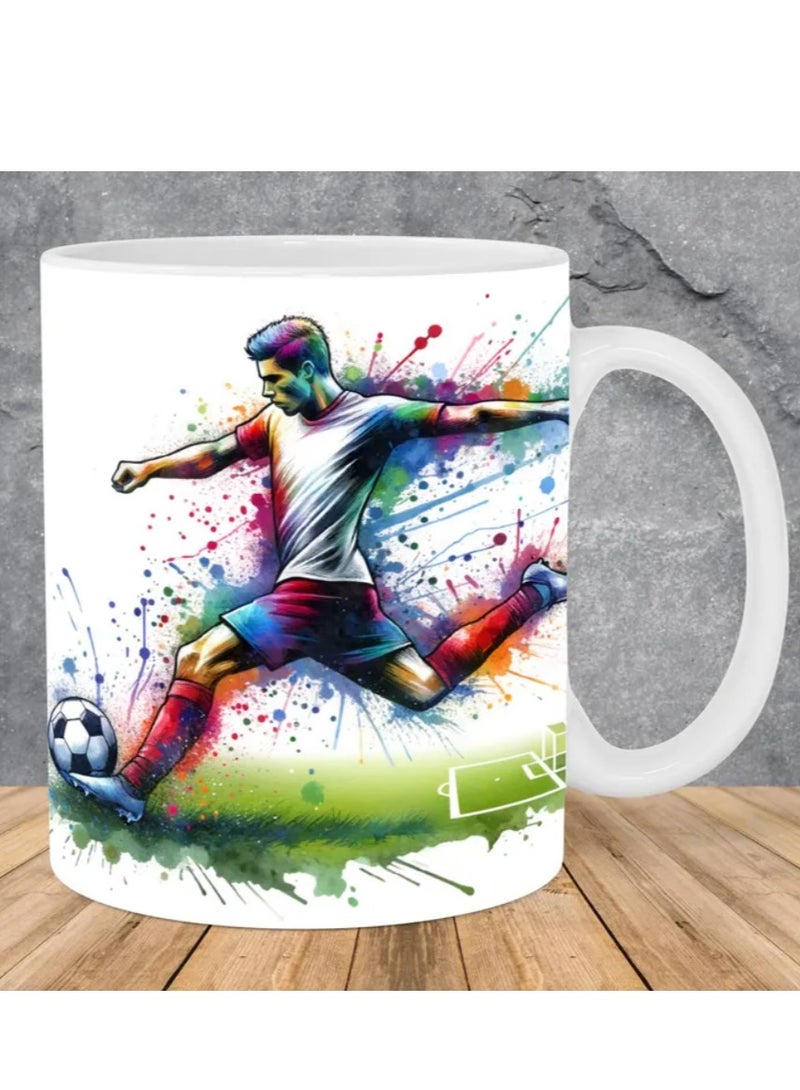 إم إي سي كوب قهوة من السيراميك مطبوع عليه لاعب كرة قدم، 11 أونصة - Image 1