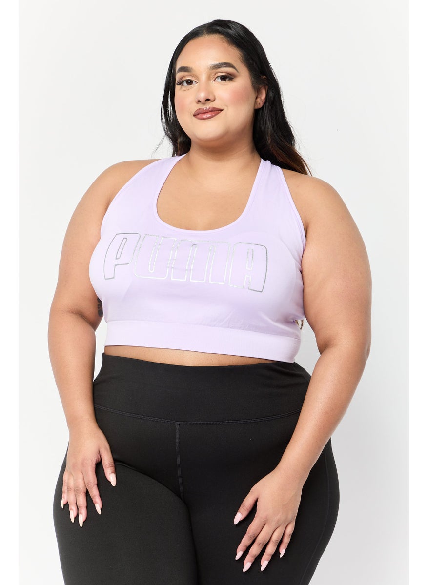 PUMA Women Plus Size Brand Logo Padded Sports Bra, Lavender  - Image 1
